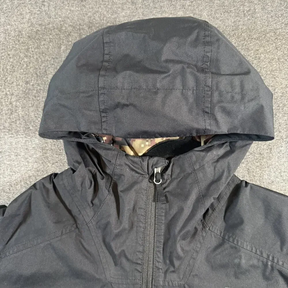 The North Face Millerton Jacket Mens Large Black Hooded Camo Lined Rain Coat